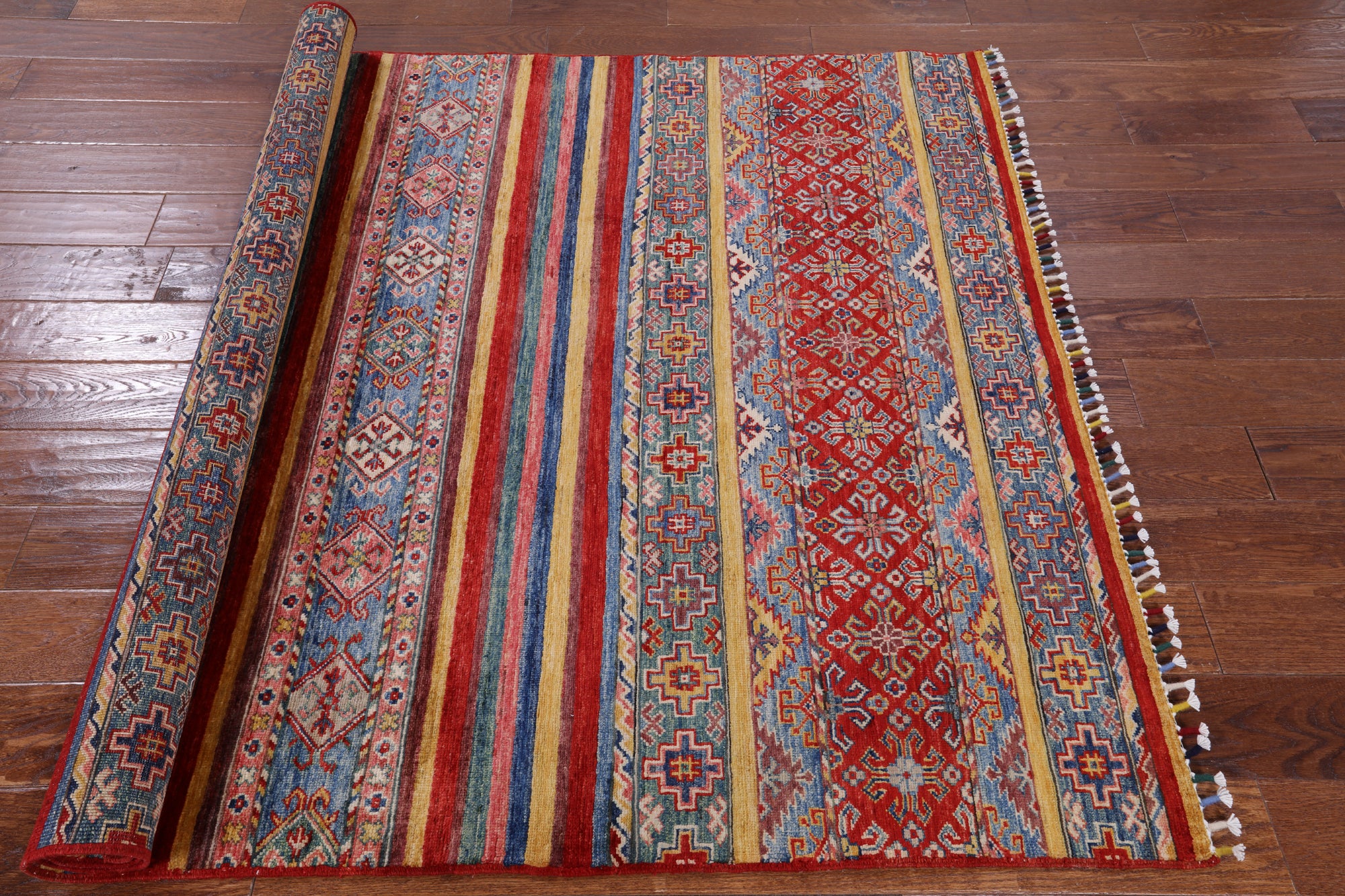 Tribal Khorjin Persian Gabbeh Hand Knotted Wool Rug - 5' 0" X 6' 7" - Golden Nile