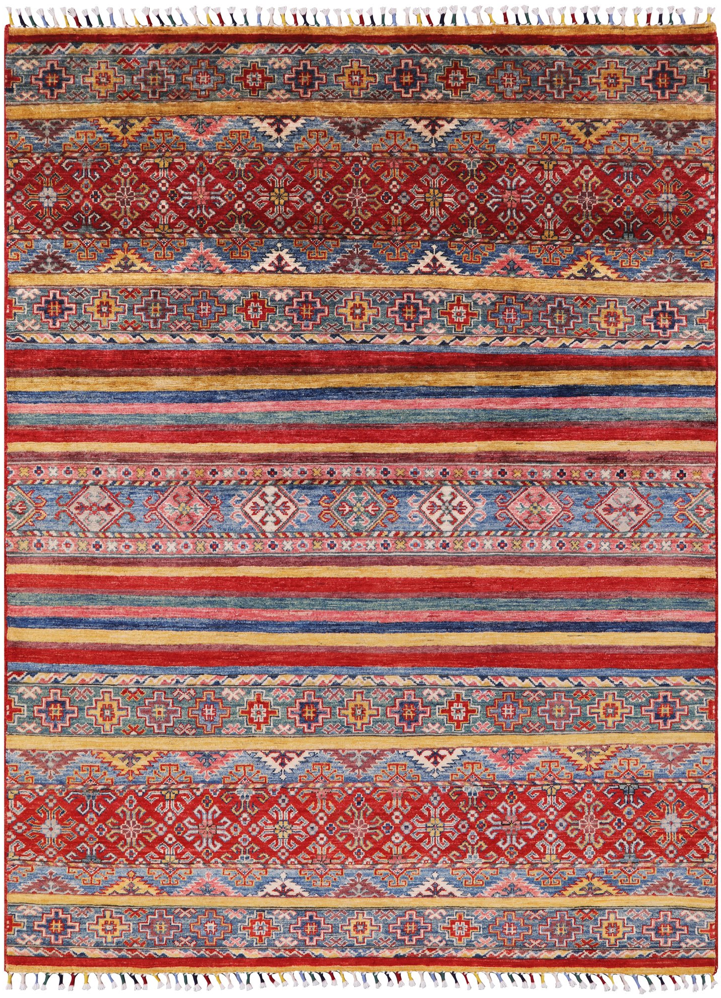 Tribal Khorjin Persian Gabbeh Hand Knotted Wool Rug - 5' 0" X 6' 7" - Golden Nile