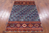 Blue Tribal Khorjin Persian Gabbeh Hand Knotted Wool Rug - 3' 11" X 5' 9" - Golden Nile