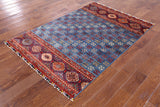 Blue Tribal Khorjin Persian Gabbeh Hand Knotted Wool Rug - 3' 11" X 5' 9" - Golden Nile