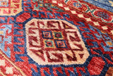 Blue Tribal Khorjin Persian Gabbeh Hand Knotted Wool Rug - 3' 11" X 5' 9" - Golden Nile