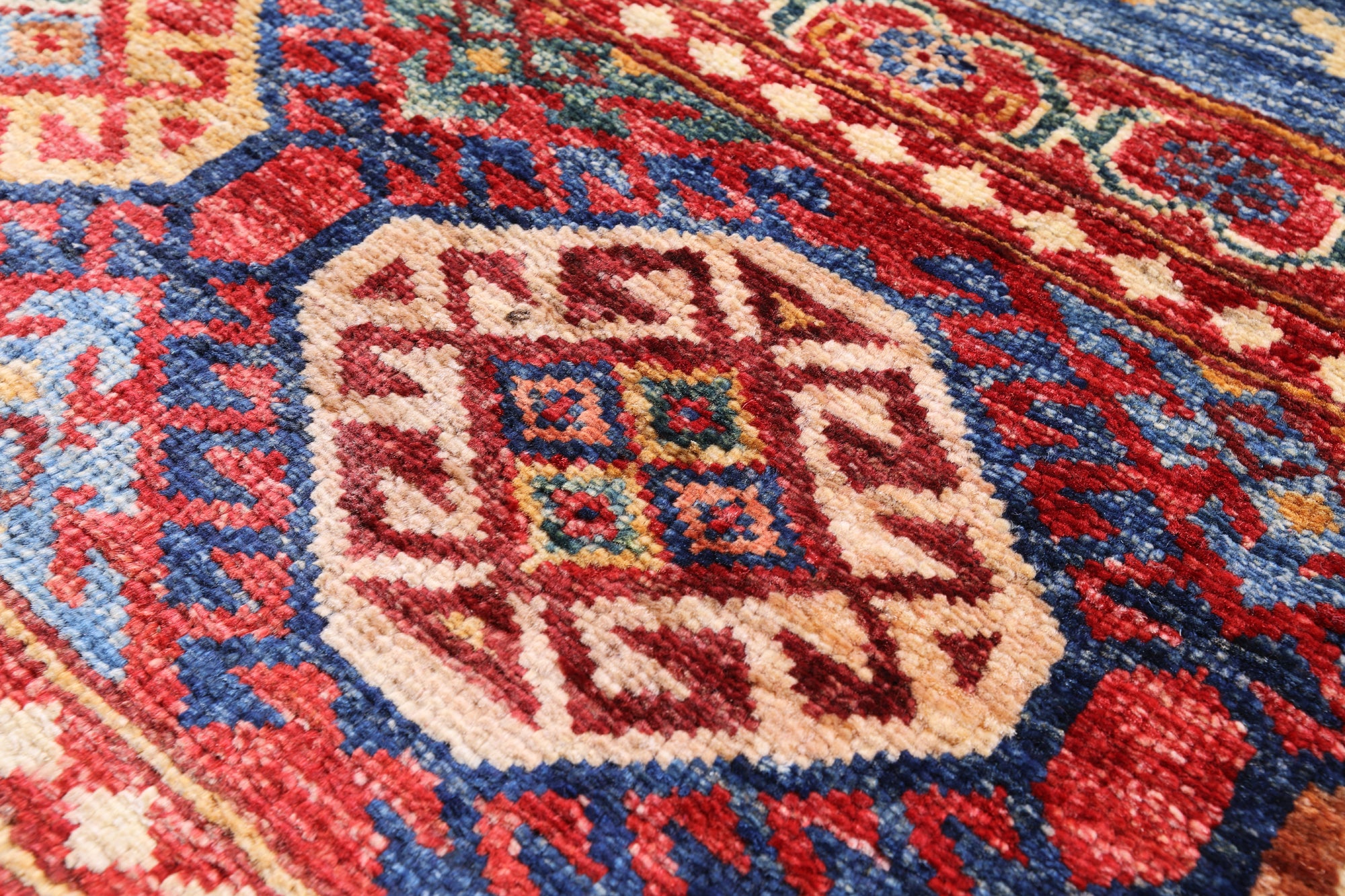 Blue Tribal Khorjin Persian Gabbeh Hand Knotted Wool Rug - 3' 11" X 5' 9" - Golden Nile