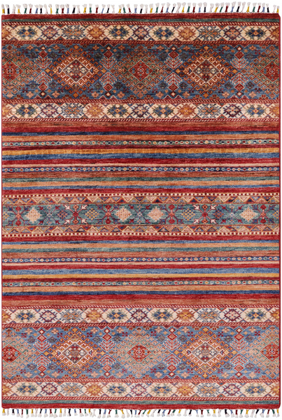 Tribal Khorjin Persian Gabbeh Hand Knotted Wool Rug - 4' 0" X 5' 8" - Golden Nile