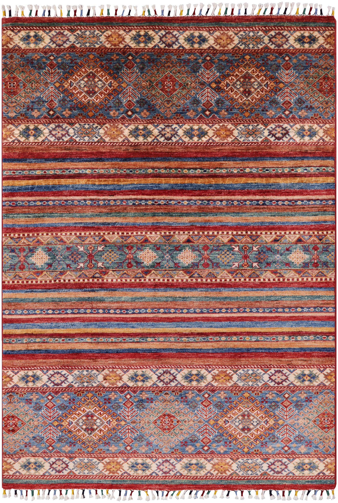 Tribal Khorjin Persian Gabbeh Hand Knotted Wool Rug - 4' 0" X 5' 8" - Golden Nile