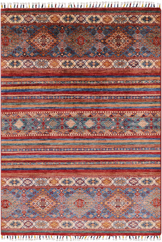 Tribal Khorjin Persian Gabbeh Hand Knotted Wool Rug - 4' 0