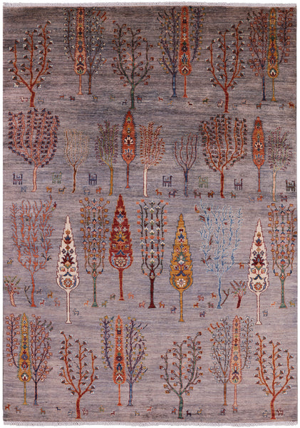 Tribal Gabbeh Hand Knotted Wool Area Rug - 6' 11" X 9' 10" - Golden Nile