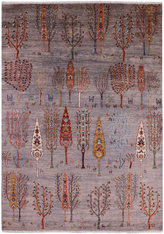 Tribal Gabbeh Hand Knotted Wool Area Rug - 6' 11
