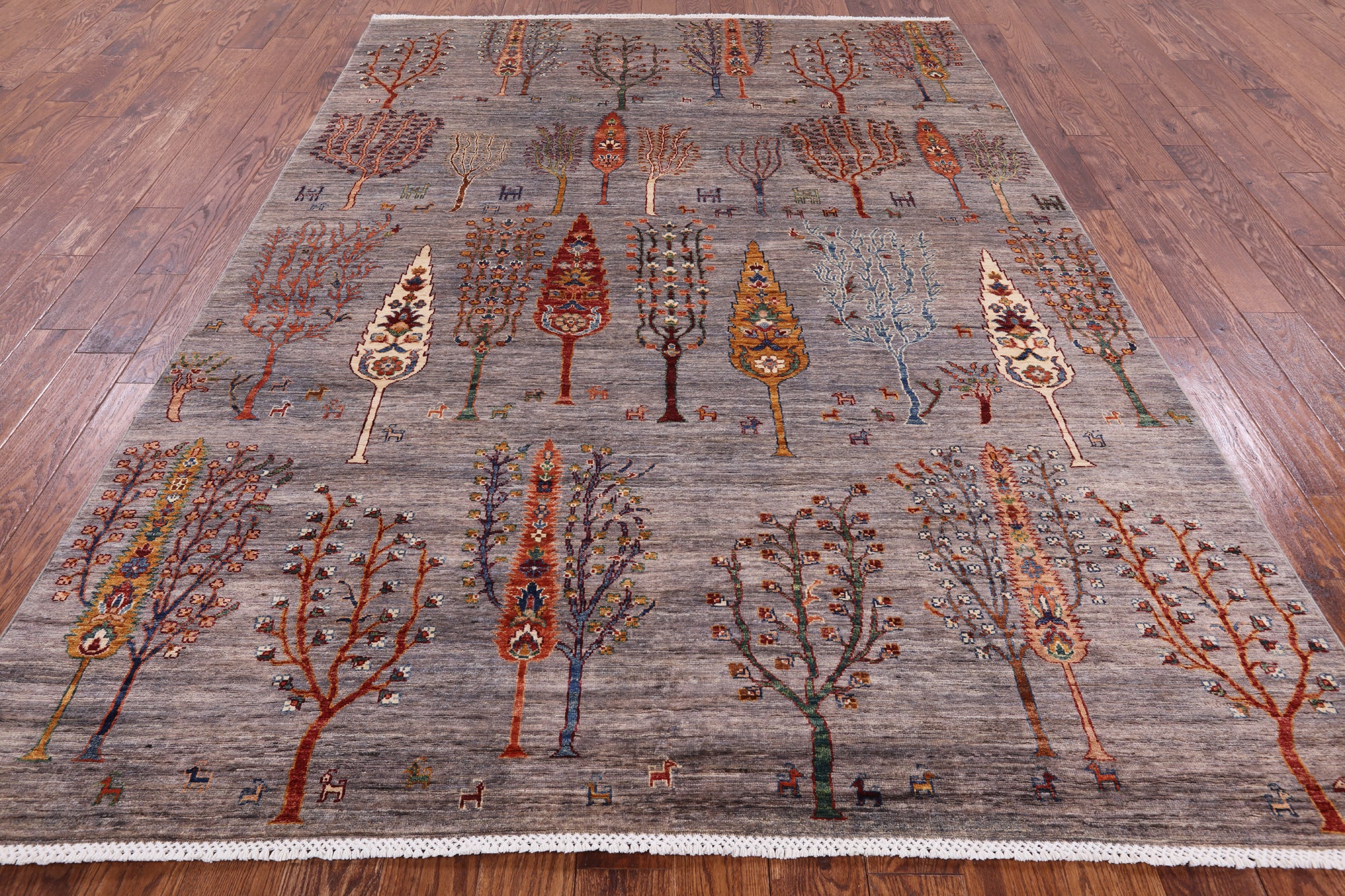 Tribal Gabbeh Hand Knotted Wool Area Rug - 6' 11" X 9' 10" - Golden Nile