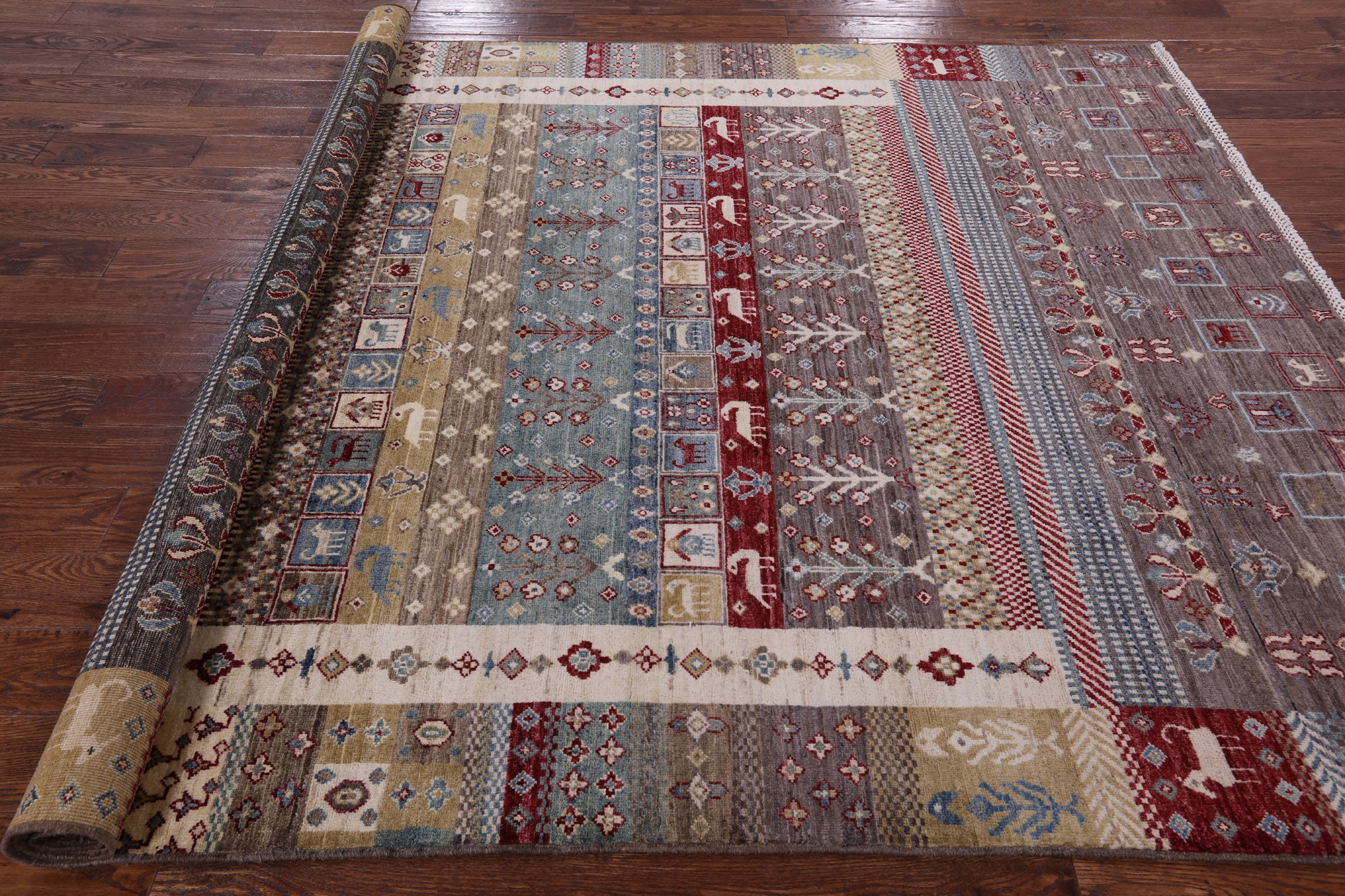 Tribal Persian Gabbeh Hand Knotted Wool Area Rug - 6' 8" X 8' 6" - Golden Nile