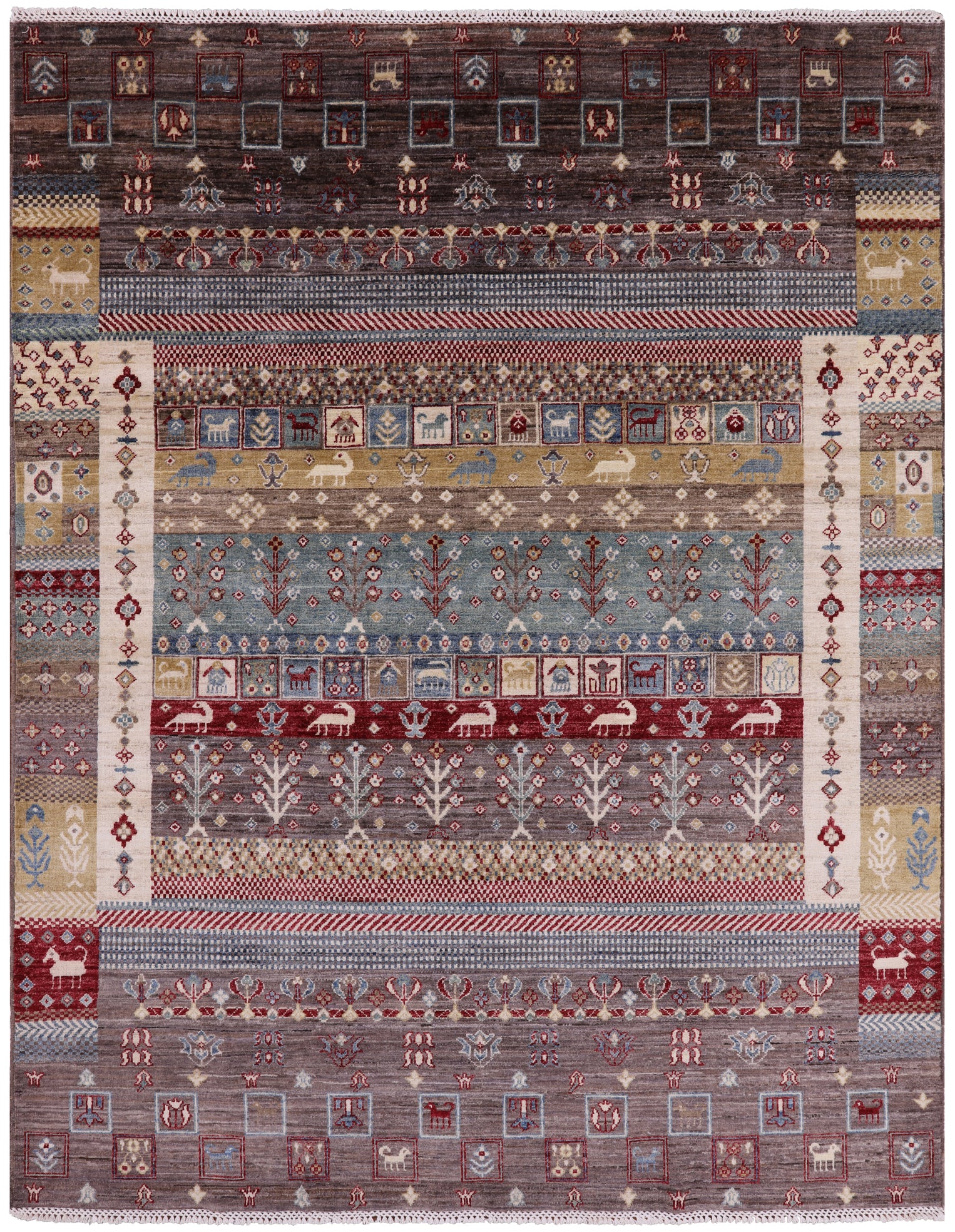 Tribal Persian Gabbeh Hand Knotted Wool Area Rug - 6' 8" X 8' 6" - Golden Nile