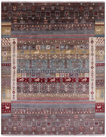 Tribal Persian Gabbeh Hand Knotted Wool Area Rug - 6' 8