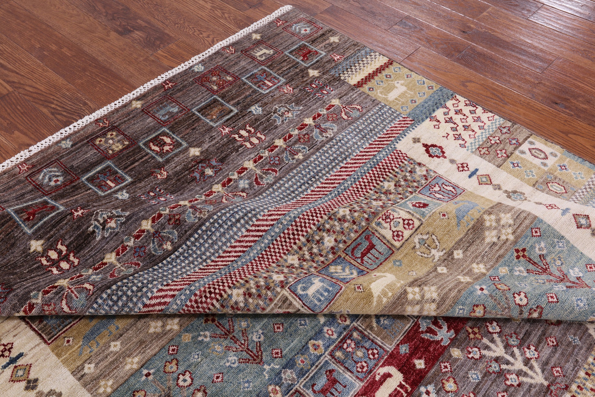 Tribal Persian Gabbeh Hand Knotted Wool Area Rug - 6' 8" X 8' 6" - Golden Nile