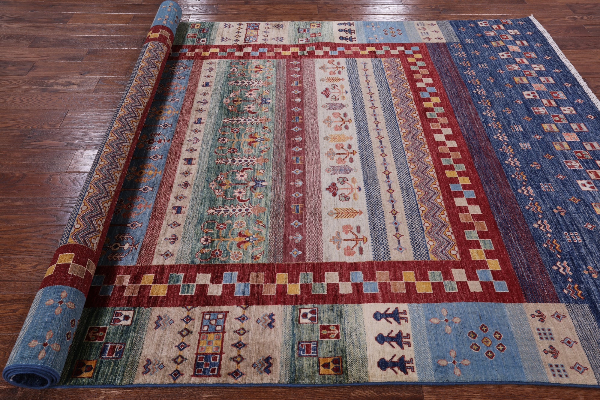 Tribal Persian Gabbeh Hand Knotted Wool Area Rug - 6' 6" X 9' 5" - Golden Nile
