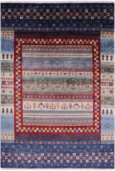 Tribal Persian Gabbeh Hand Knotted Wool Area Rug - 6' 6" X 9' 5" - Golden Nile