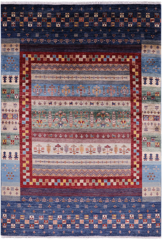 Tribal Persian Gabbeh Hand Knotted Wool Area Rug - 6' 6