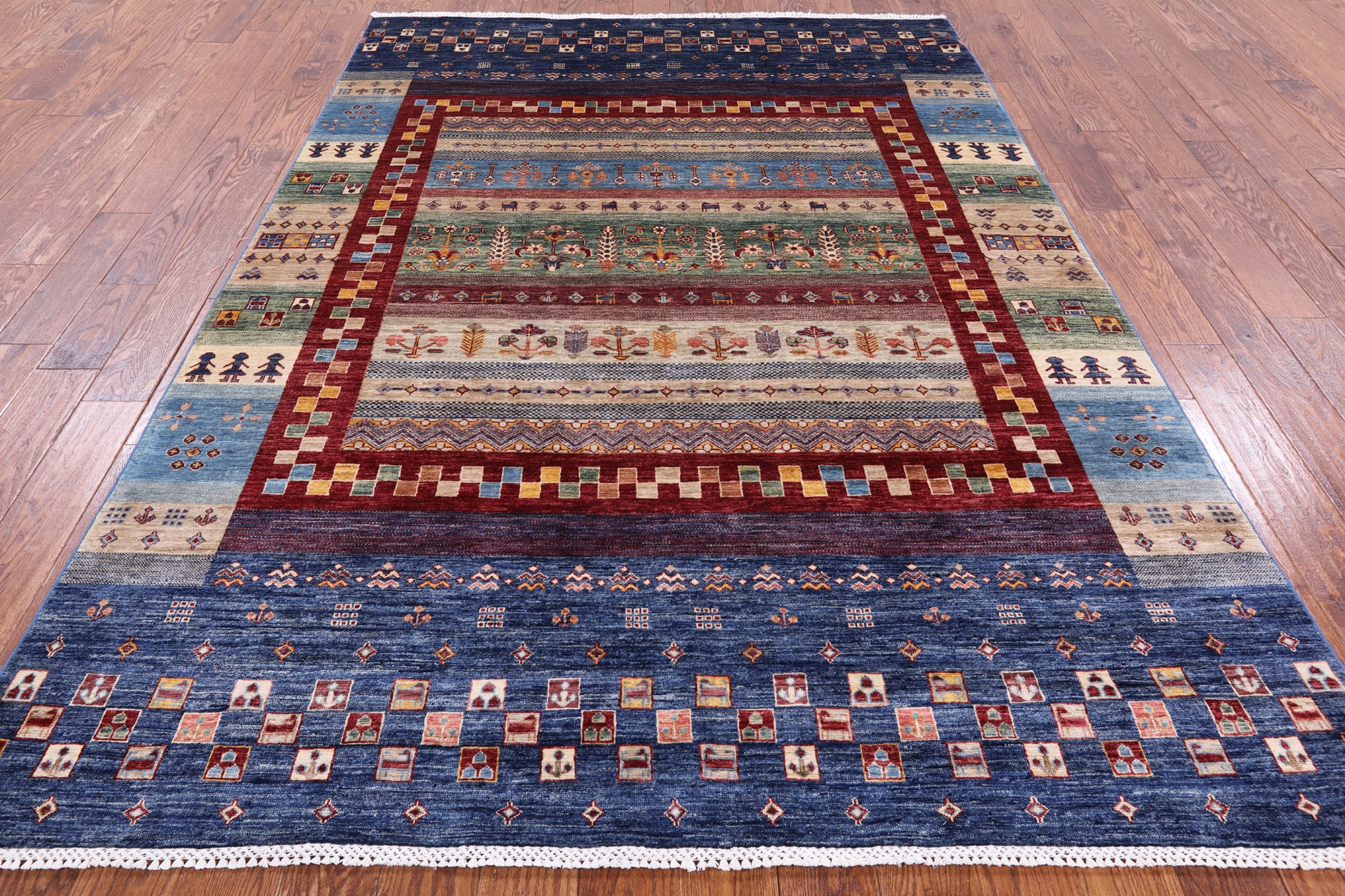 Tribal Persian Gabbeh Hand Knotted Wool Area Rug - 6' 6" X 9' 5" - Golden Nile