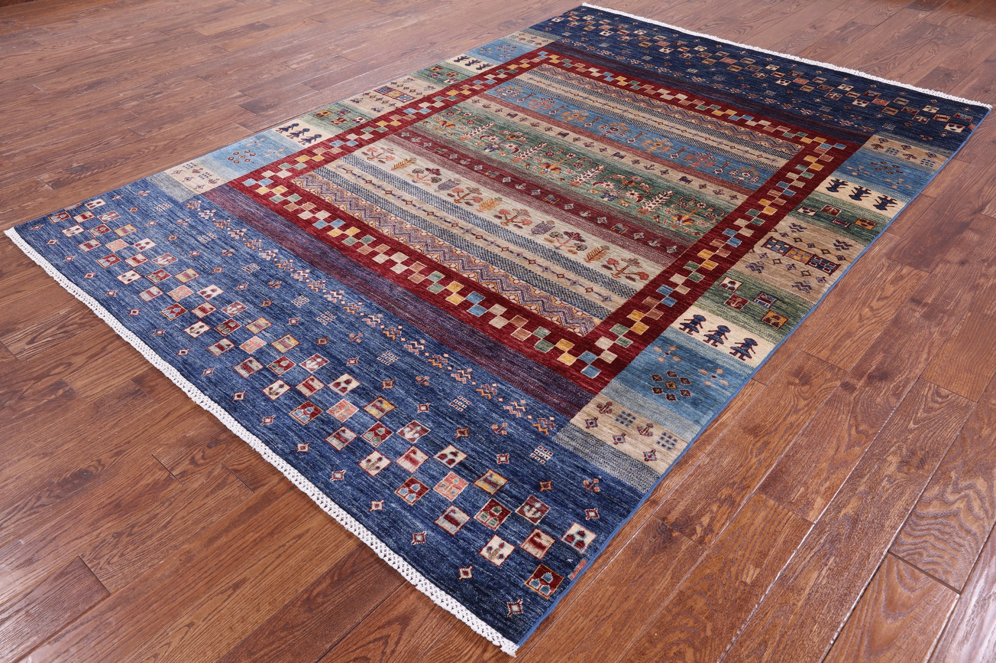 Tribal Persian Gabbeh Hand Knotted Wool Area Rug - 6' 6" X 9' 5" - Golden Nile