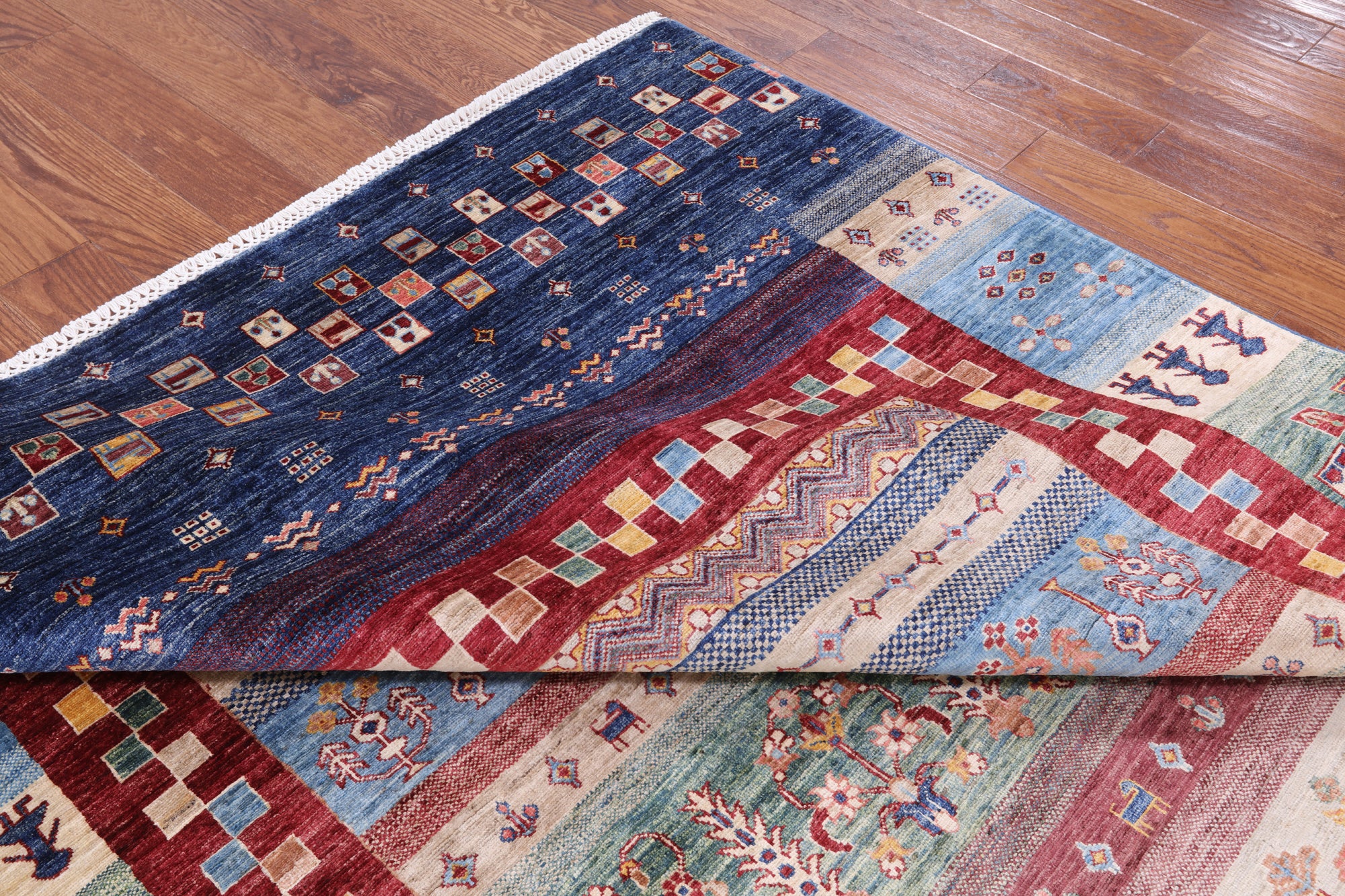 Tribal Persian Gabbeh Hand Knotted Wool Area Rug - 6' 6" X 9' 5" - Golden Nile