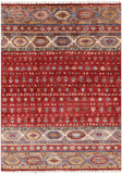 Red Tribal Khorjin Persian Gabbeh Hand Knotted Wool Area Rug - 5' 11" X 8' 3" - Golden Nile