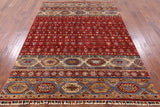 Red Tribal Khorjin Persian Gabbeh Hand Knotted Wool Area Rug - 5' 11" X 8' 3" - Golden Nile