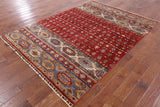 Red Tribal Khorjin Persian Gabbeh Hand Knotted Wool Area Rug - 5' 11" X 8' 3" - Golden Nile