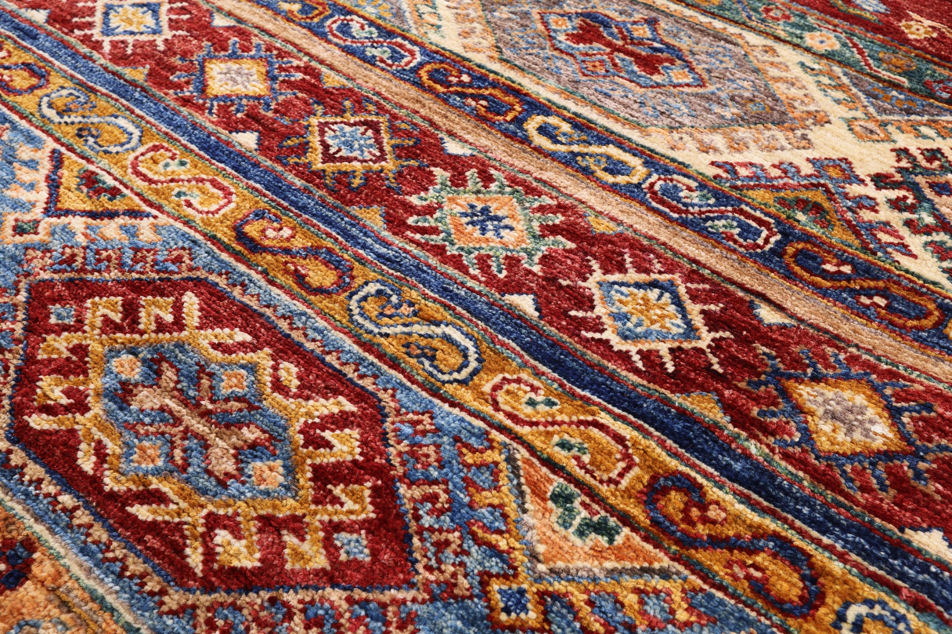 Red Tribal Khorjin Persian Gabbeh Hand Knotted Wool Area Rug - 5' 11" X 8' 3" - Golden Nile