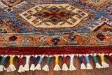Red Tribal Khorjin Persian Gabbeh Hand Knotted Wool Area Rug - 5' 11" X 8' 3" - Golden Nile