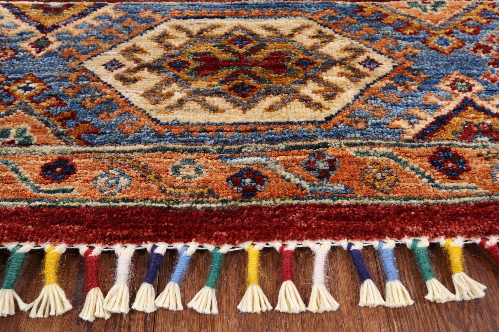 Red Tribal Khorjin Persian Gabbeh Hand Knotted Wool Area Rug - 5' 11" X 8' 3" - Golden Nile