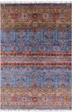 Blue Tribal Persian Gabbeh Hand Knotted Wool Area Rug - 5' 8" X 8' 4" - Golden Nile