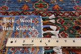 Blue Tribal Persian Gabbeh Hand Knotted Wool Area Rug - 5' 8" X 8' 4" - Golden Nile
