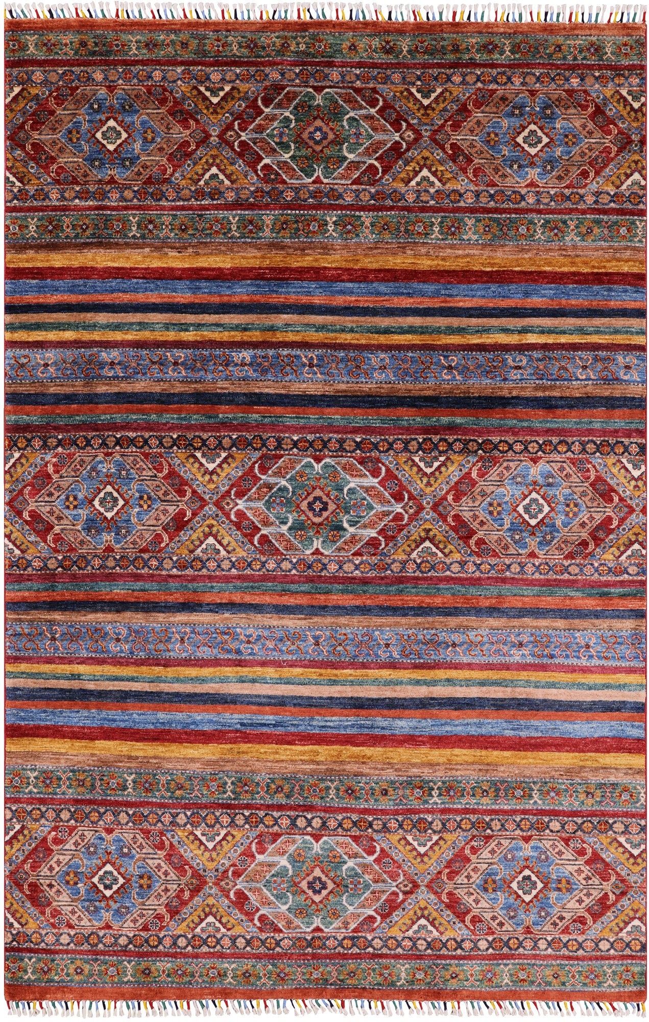 Khorjin Persian Gabbeh Hand Knotted Wool Rug - 5' 7" X 8' 5" - Golden Nile