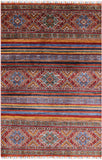 Khorjin Persian Gabbeh Hand Knotted Wool Rug - 5' 7" X 8' 5" - Golden Nile