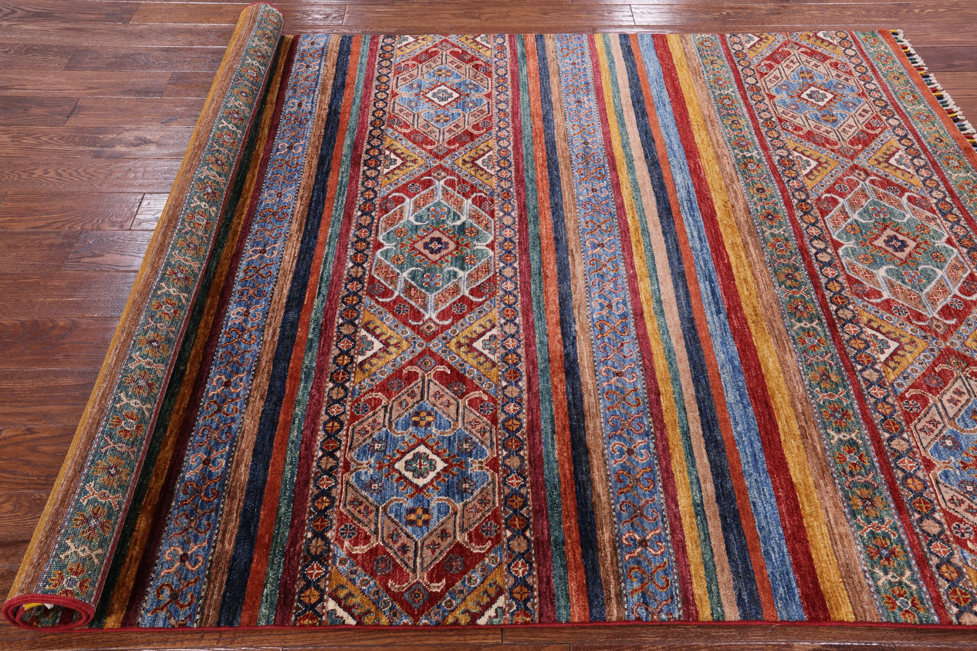 Khorjin Persian Gabbeh Hand Knotted Wool Rug - 5' 7" X 8' 5" - Golden Nile