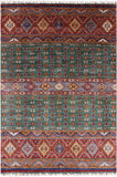 Green Khorjin Persian Gabbeh Hand Knotted Wool Area Rug - 5' 8" X 8' 4" - Golden Nile