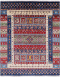 Tribal Persian Gabbeh Hand Knotted Wool Rug - 5' 9" X 7' 3" - Golden Nile