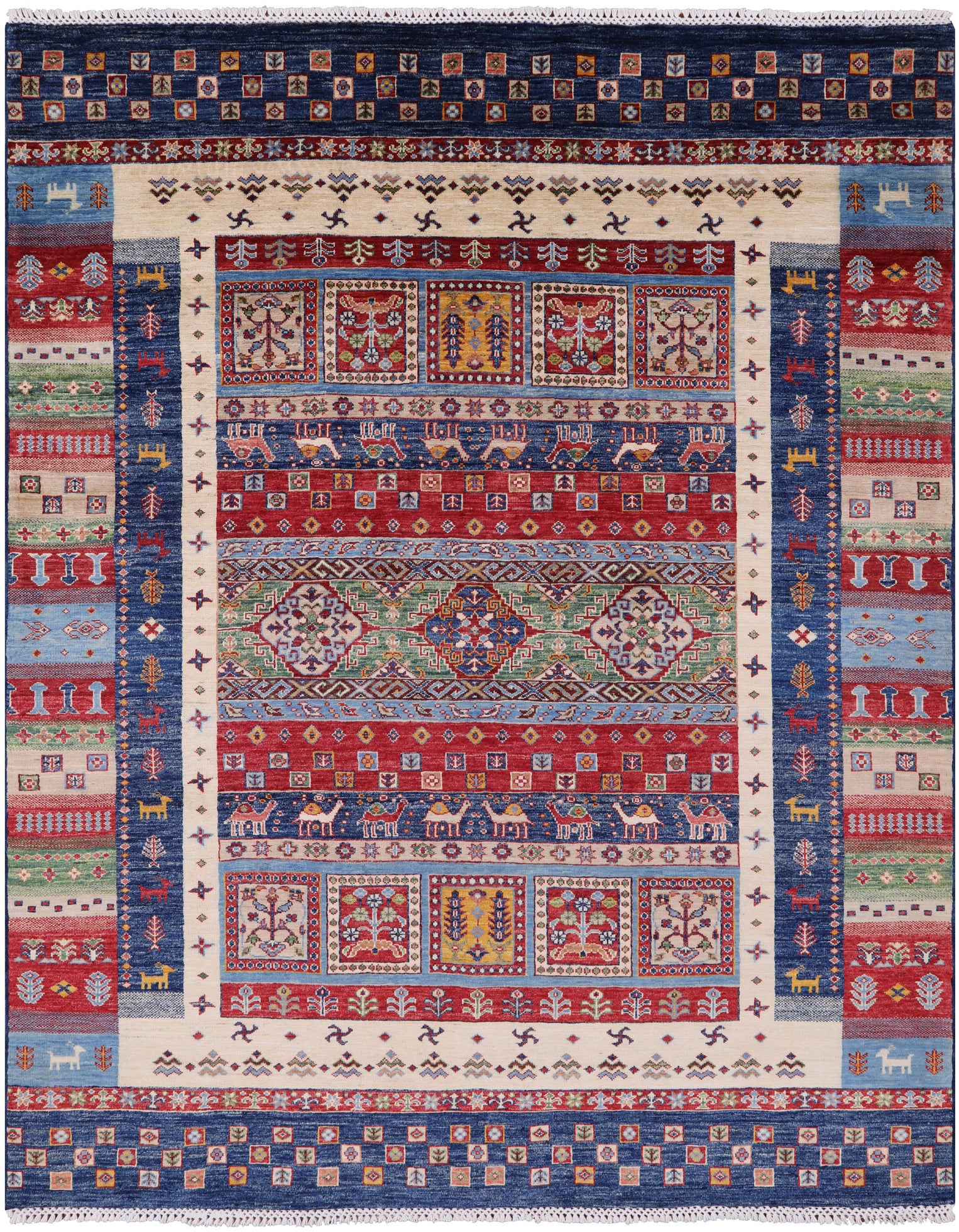 Tribal Persian Gabbeh Hand Knotted Wool Rug - 5' 9" X 7' 3" - Golden Nile