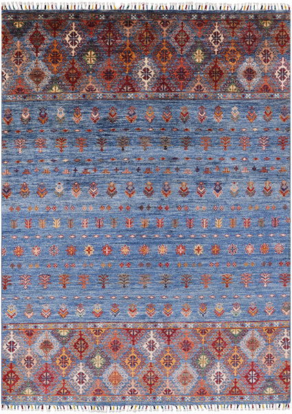 Tribal Gabbeh Hand Knotted Wool Area Rug - 5' 9" X 7' 11" - Golden Nile