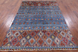 Tribal Gabbeh Hand Knotted Wool Area Rug - 5' 9" X 7' 11" - Golden Nile