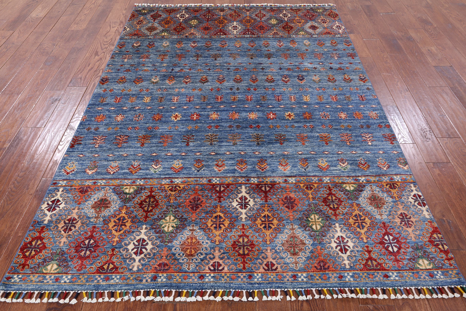 Tribal Gabbeh Hand Knotted Wool Area Rug - 5' 9" X 7' 11" - Golden Nile