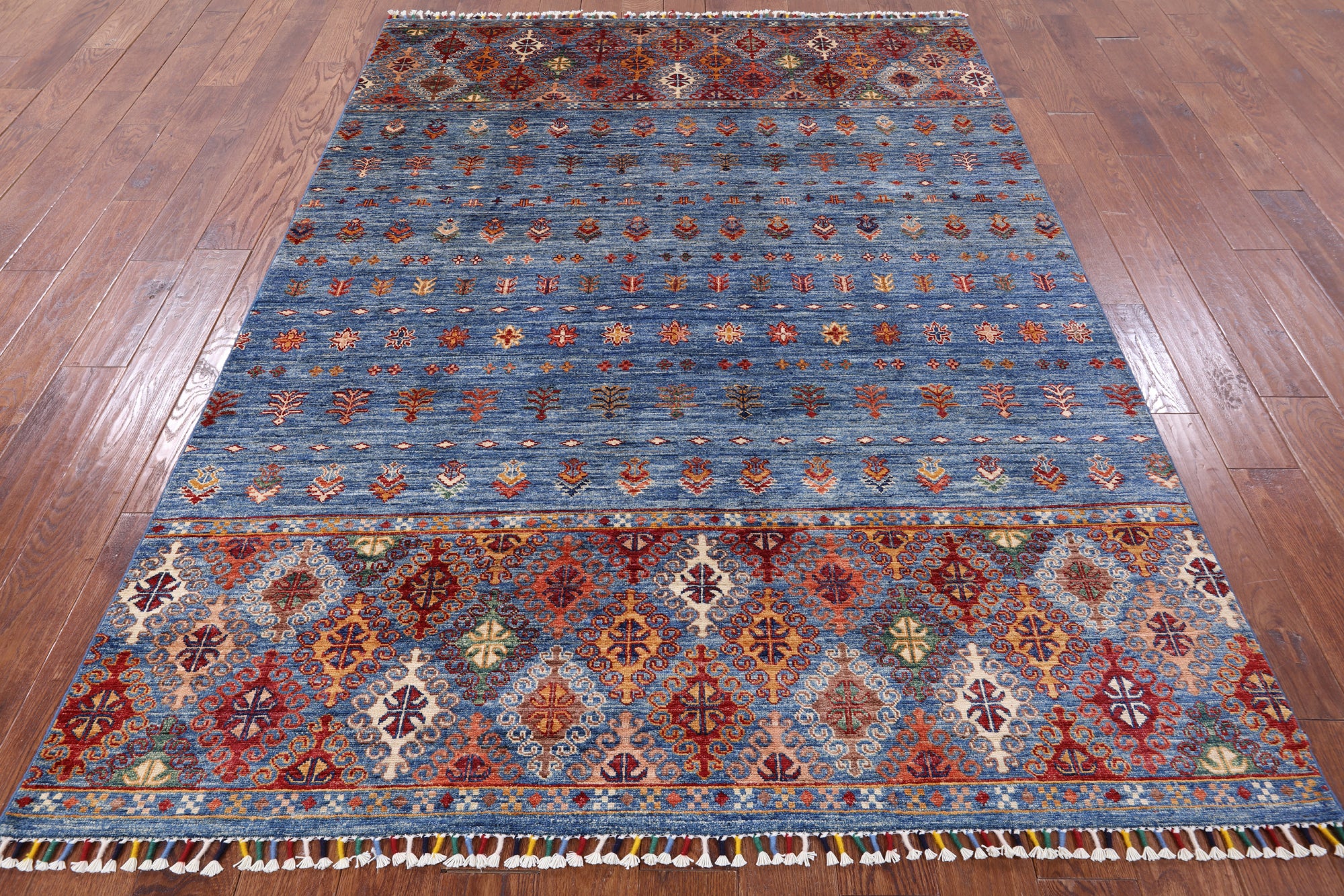 Tribal Gabbeh Hand Knotted Wool Area Rug - 5' 9" X 7' 11" - Golden Nile