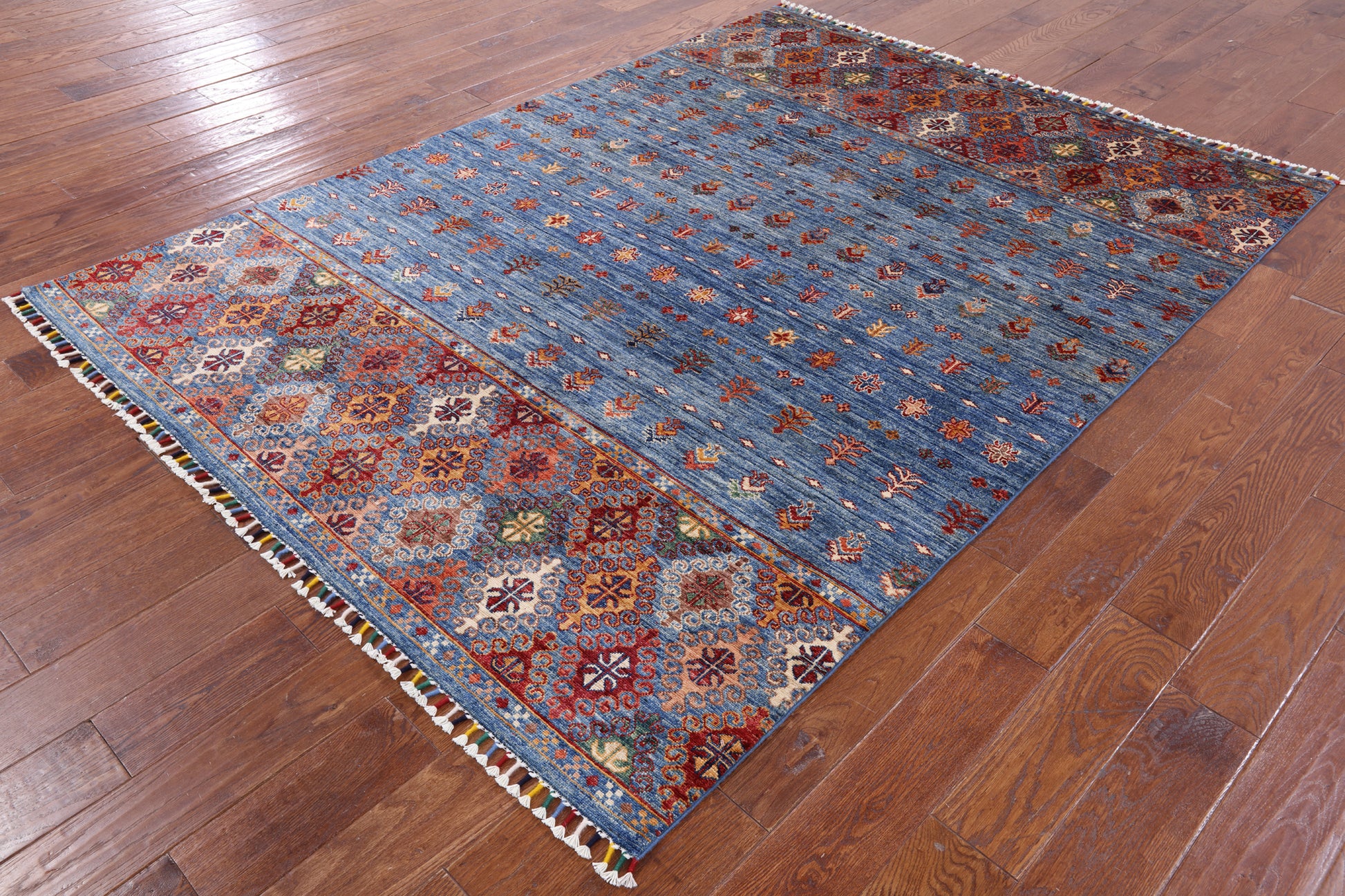 Tribal Gabbeh Hand Knotted Wool Area Rug - 5' 9" X 7' 11" - Golden Nile