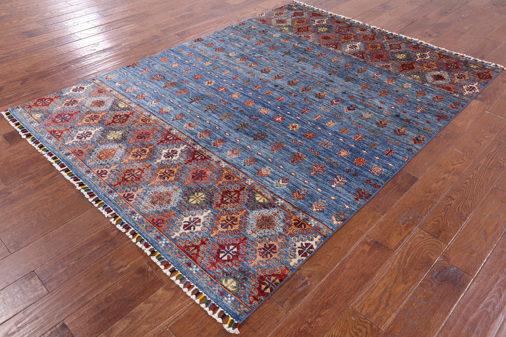 Tribal Gabbeh Hand Knotted Wool Area Rug - 5' 9" X 7' 11" - Golden Nile