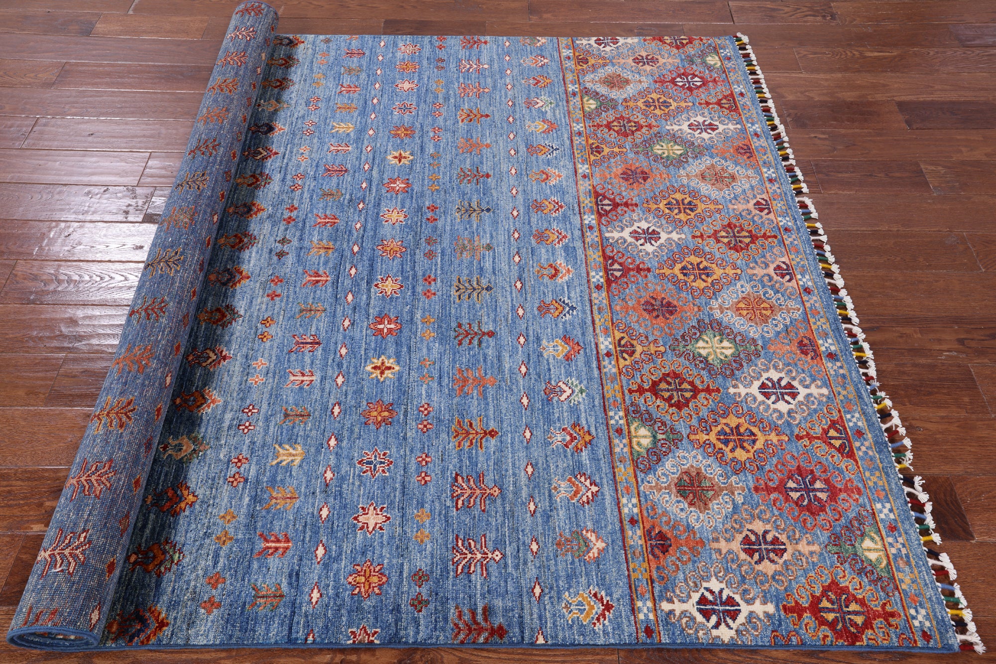 Tribal Gabbeh Hand Knotted Wool Area Rug - 5' 9" X 7' 11" - Golden Nile