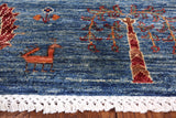 Blue Tribal Persian Gabbeh Handmade Wool Rug - 5' 10" X 7' 9" - Golden Nile