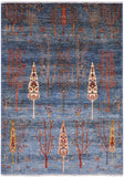 Blue Tribal Persian Gabbeh Hand Knotted Wool Area Rug - 5' 10" X 8' 5" - Golden Nile