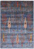 Blue Tribal Persian Gabbeh Hand Knotted Wool Area Rug - 5' 10" X 8' 5" - Golden Nile