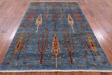 Blue Tribal Persian Gabbeh Hand Knotted Wool Area Rug - 5' 10" X 8' 5" - Golden Nile
