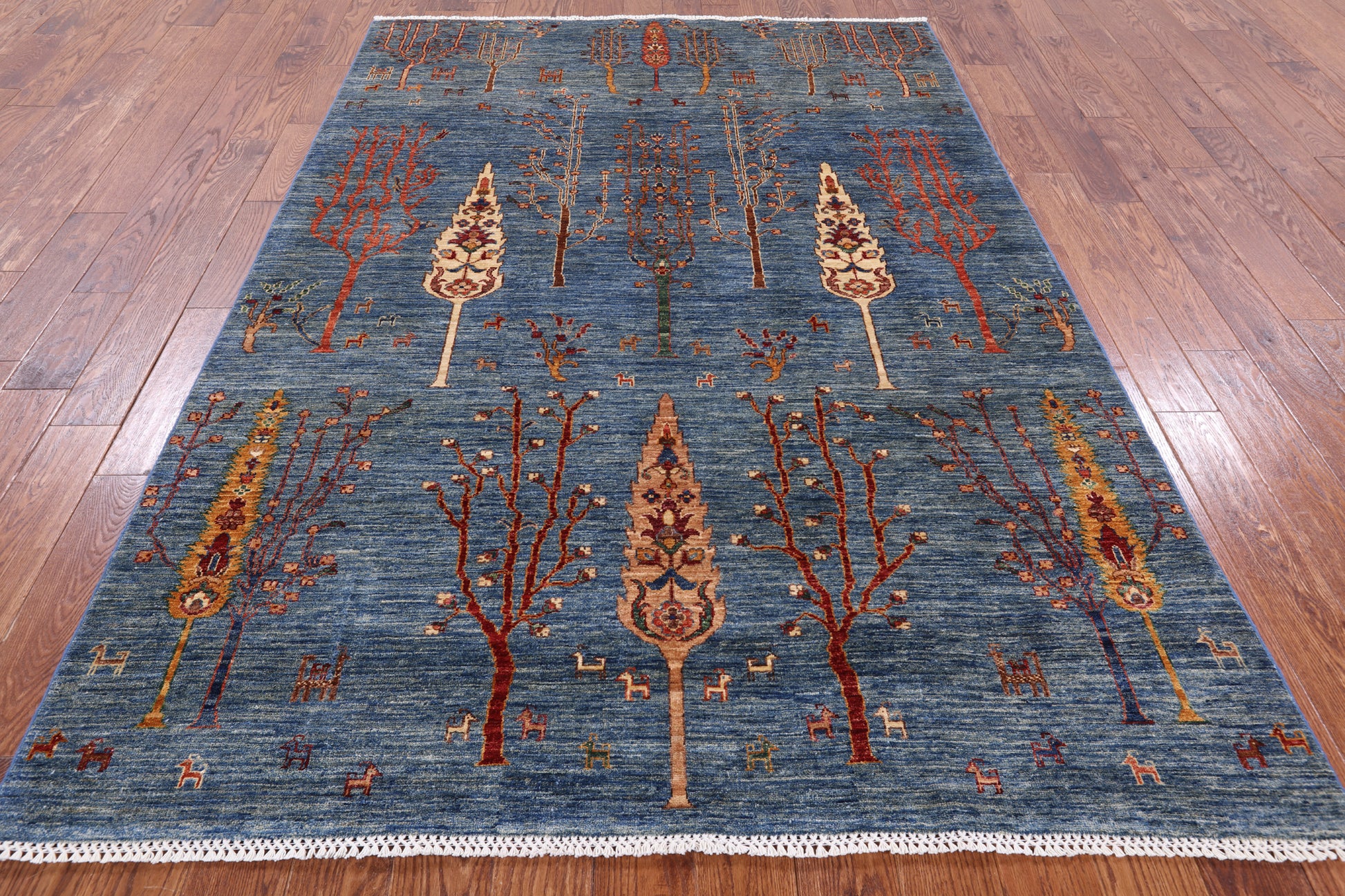 Blue Tribal Persian Gabbeh Hand Knotted Wool Area Rug - 5' 10" X 8' 5" - Golden Nile