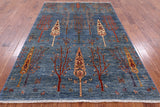 Blue Tribal Persian Gabbeh Hand Knotted Wool Area Rug - 5' 10" X 8' 5" - Golden Nile