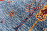 Blue Tribal Persian Gabbeh Hand Knotted Wool Area Rug - 5' 10" X 8' 5" - Golden Nile